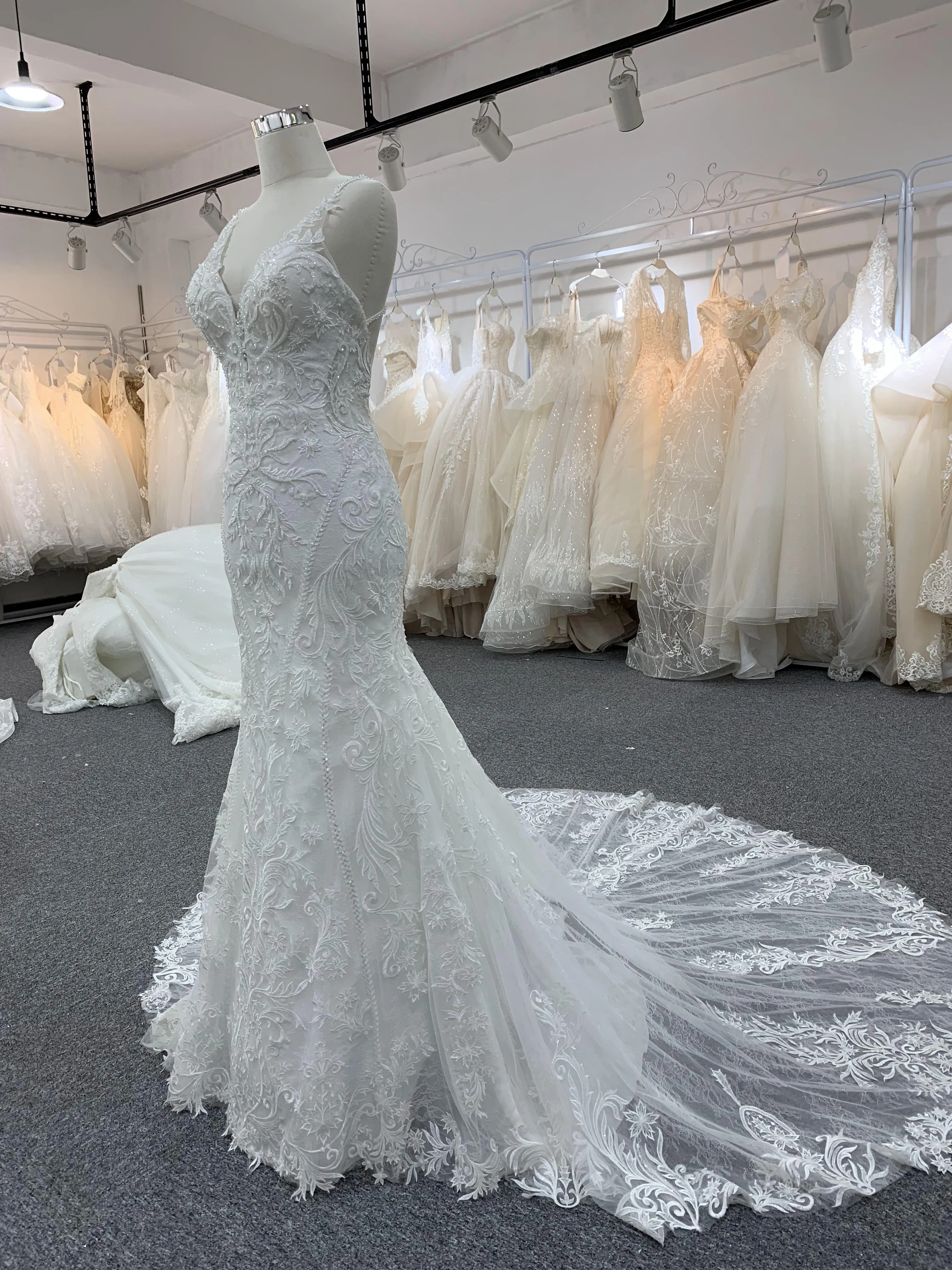 BYG 2020 hot sale style lace beaded mermaid dress