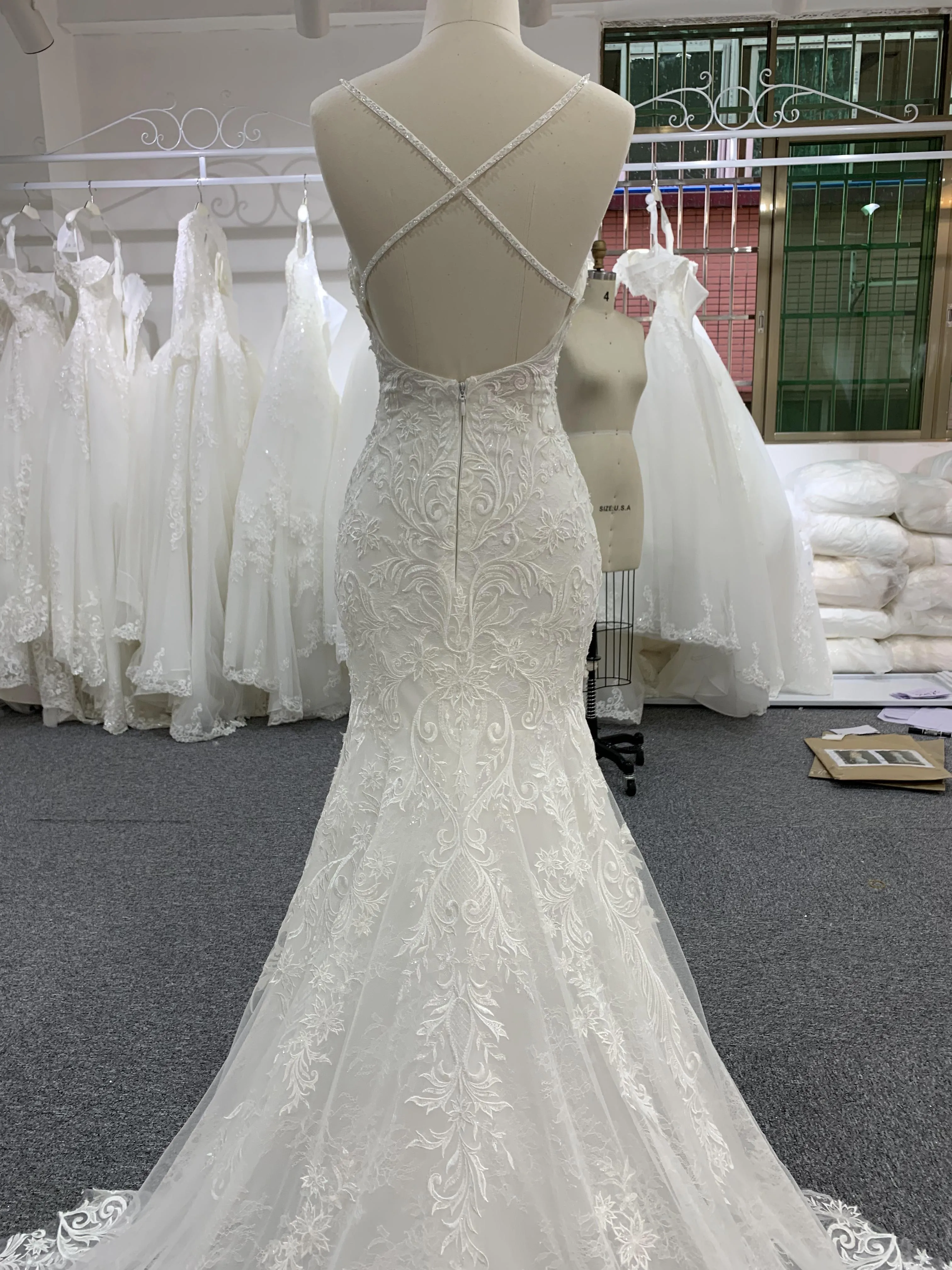 BYG 2020 hot sale style lace beaded mermaid dress