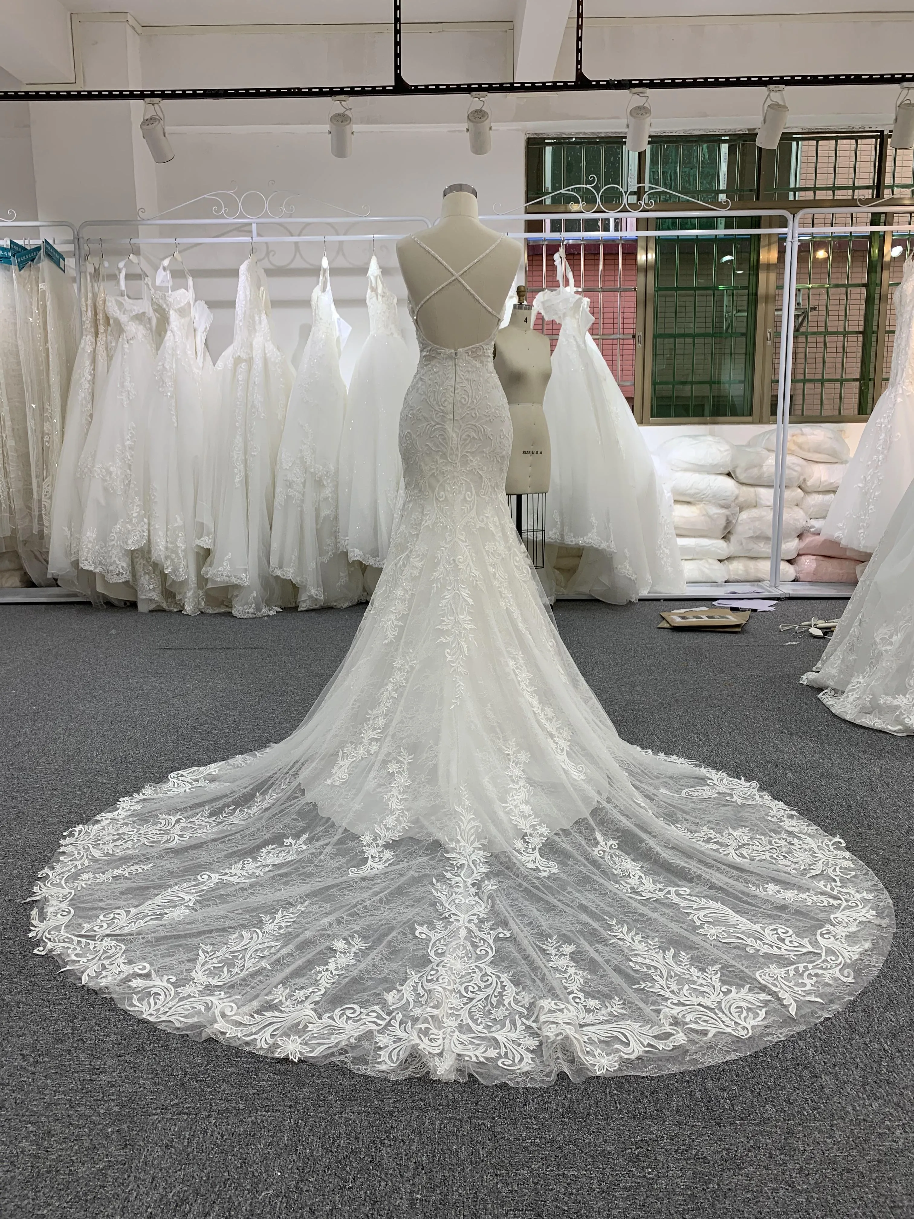 BYG 2020 hot sale style lace beaded mermaid dress