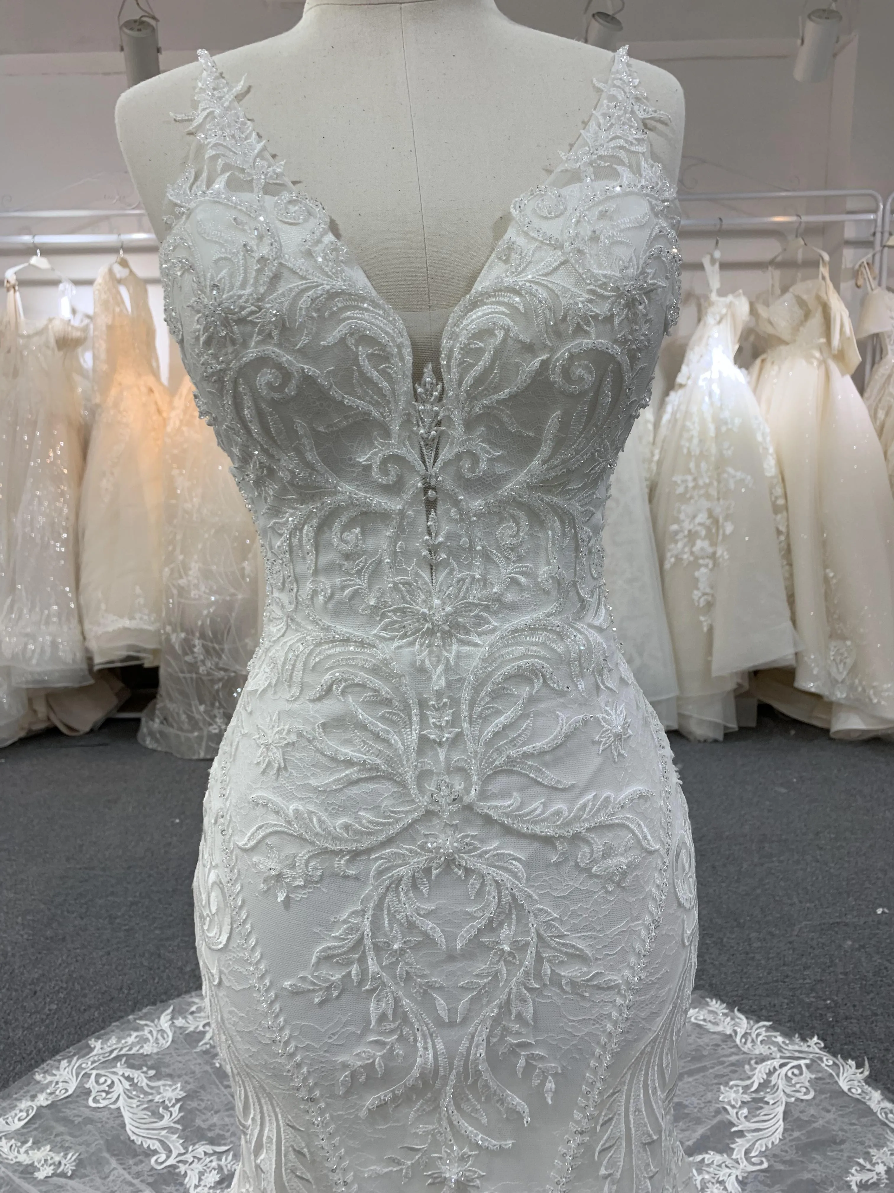 BYG 2020 hot sale style lace beaded mermaid dress