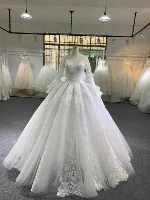 BYG long sleeves lace puffy ball gown
