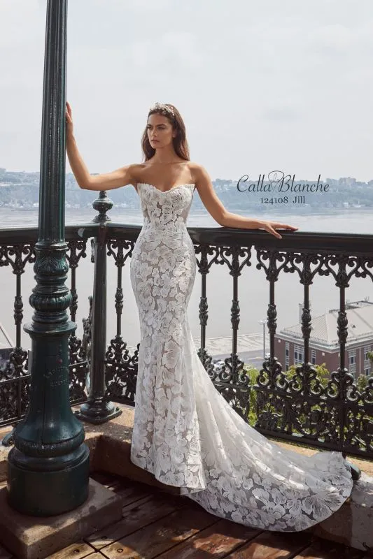 Calla Blanche Size 8 Ivory/Light Nude 124108 Jill Gown