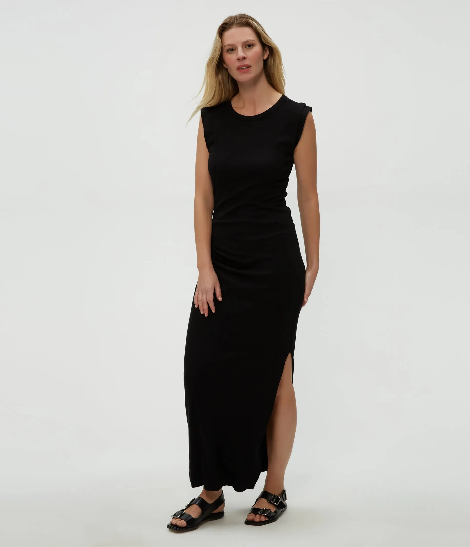 Calliope Power Shoulder Maxi Dress