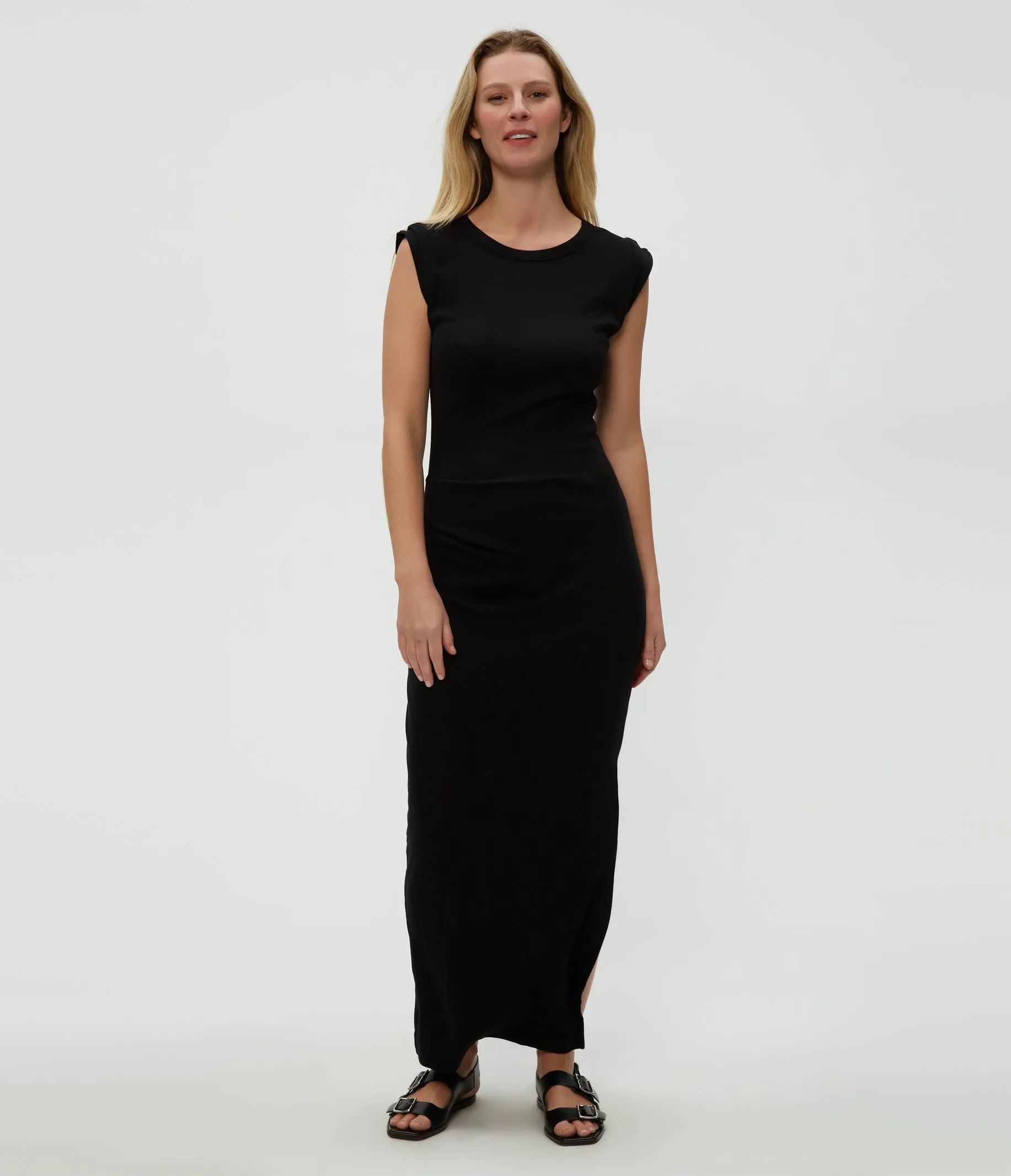 Calliope Power Shoulder Maxi Dress