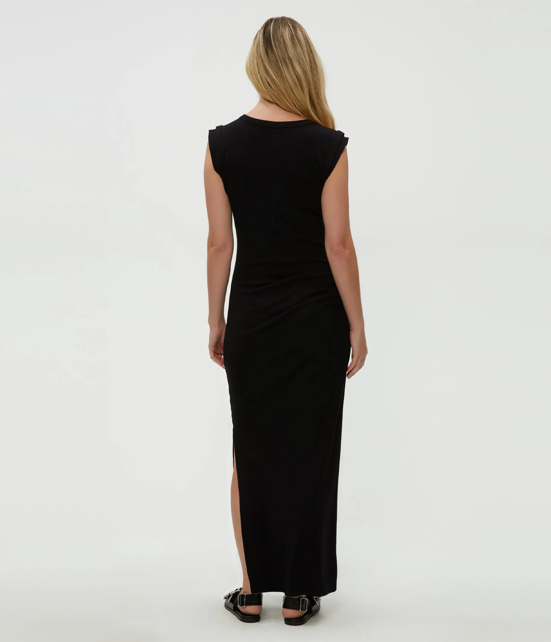 Calliope Power Shoulder Maxi Dress