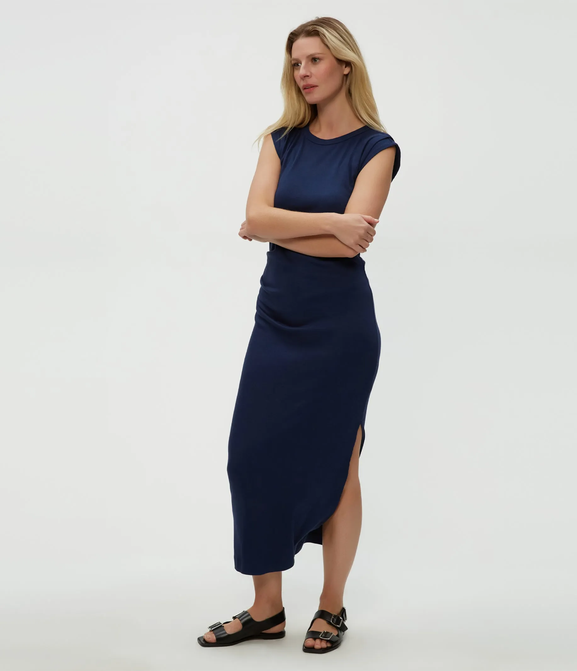 Calliope Power Shoulder Maxi Dress