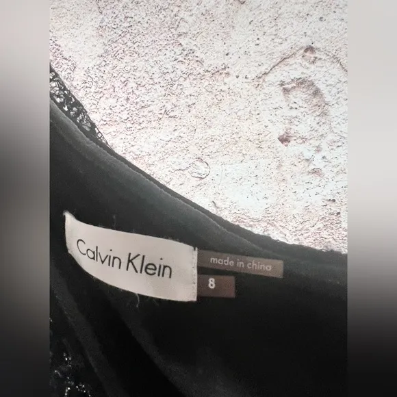 Calvin Klein size 8 Elegant Black and Silver One-Shoulder Dress MN69