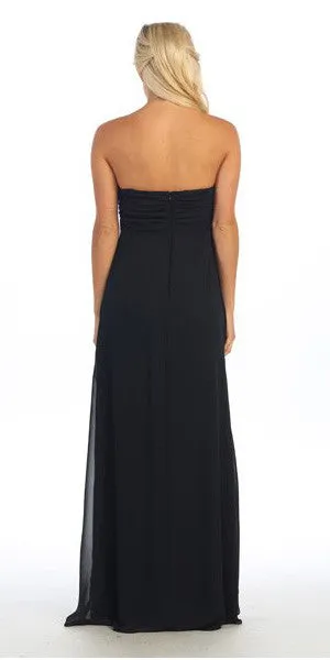 Celavie 2438 Asymmetrical Skirt Dress Empire Waist Rhinestone Top