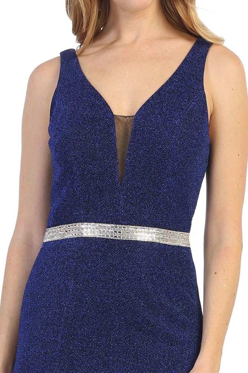 Celavie 6483-L V-Neck Sleeveless Mermaid Long Dress