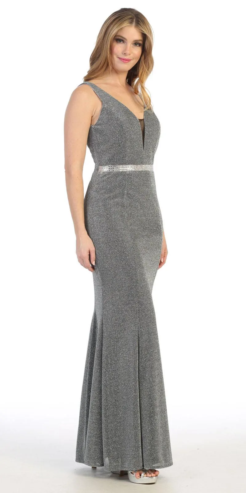 Celavie 6483-L V-Neck Sleeveless Mermaid Long Dress