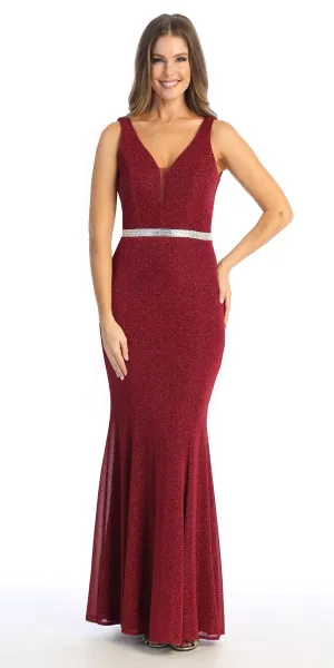 Celavie 6483-L V-Neck Sleeveless Mermaid Long Dress