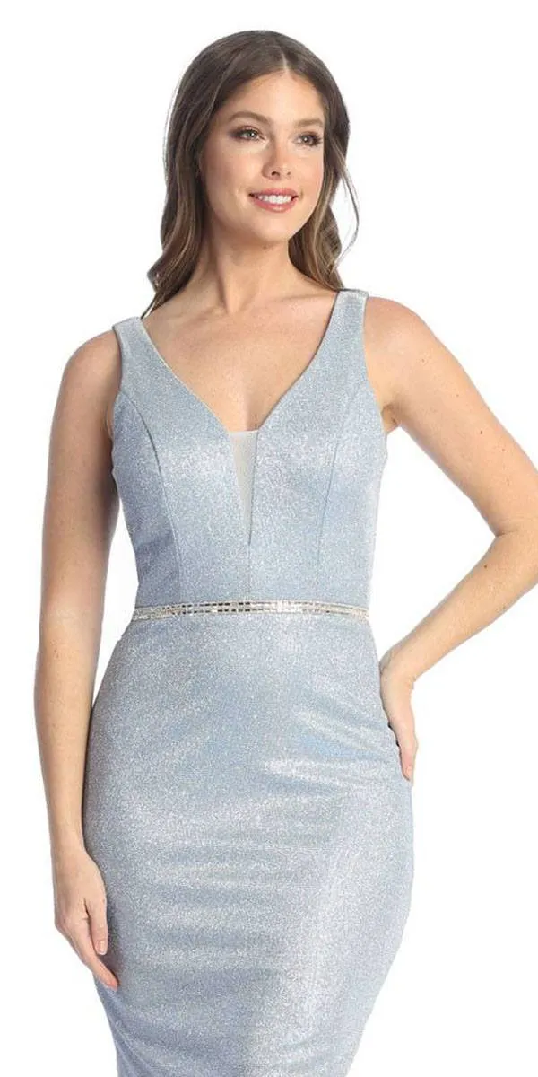 Celavie 6483-L V-Neck Sleeveless Mermaid Long Dress