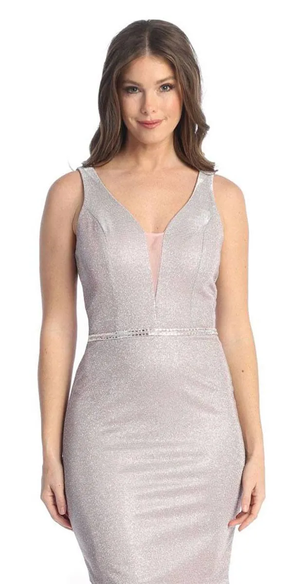Celavie 6483-L V-Neck Sleeveless Mermaid Long Dress