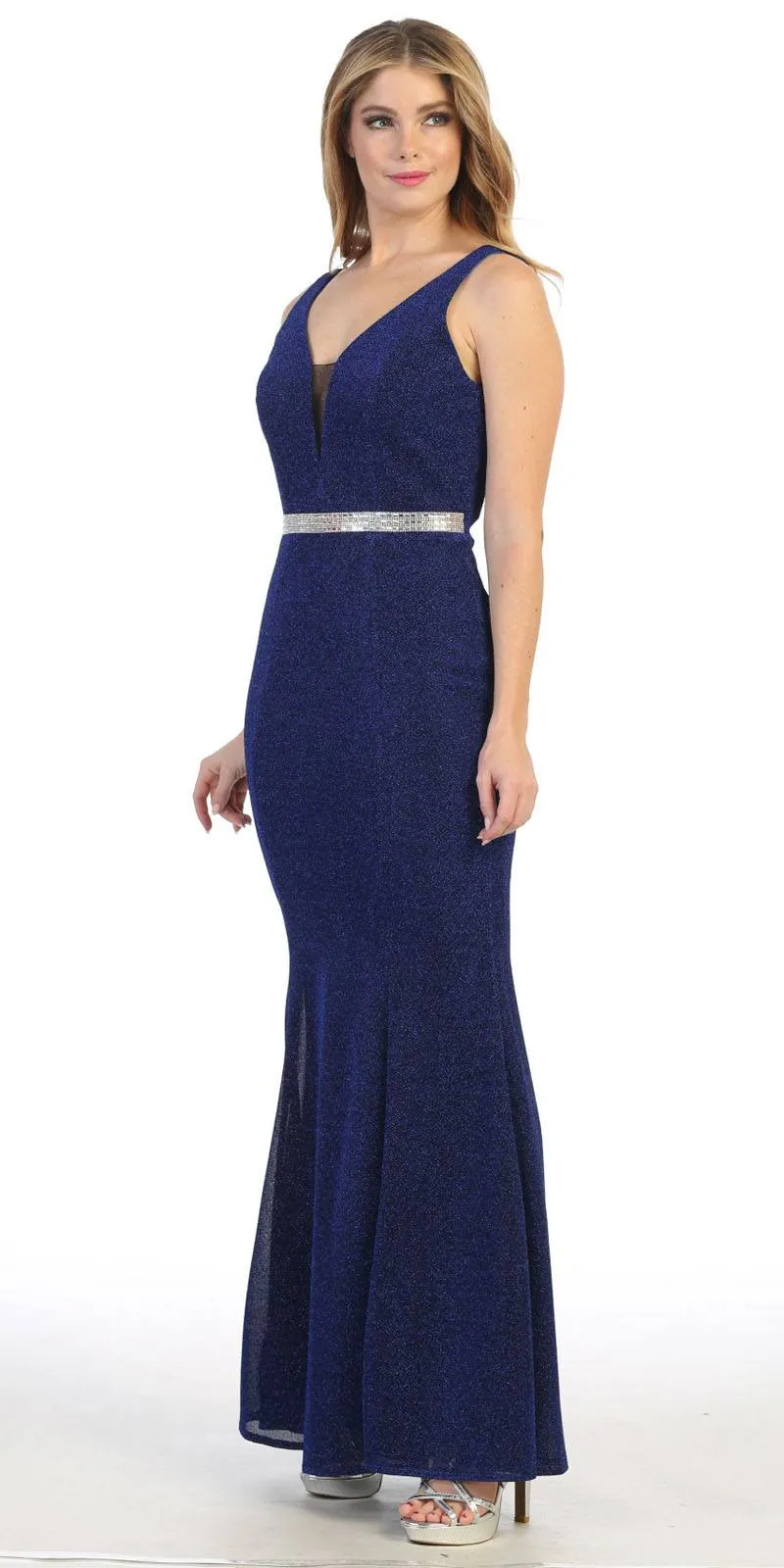 Celavie 6483-L V-Neck Sleeveless Mermaid Long Dress