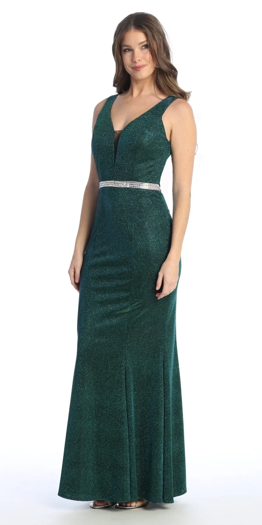Celavie 6483-L V-Neck Sleeveless Mermaid Long Dress