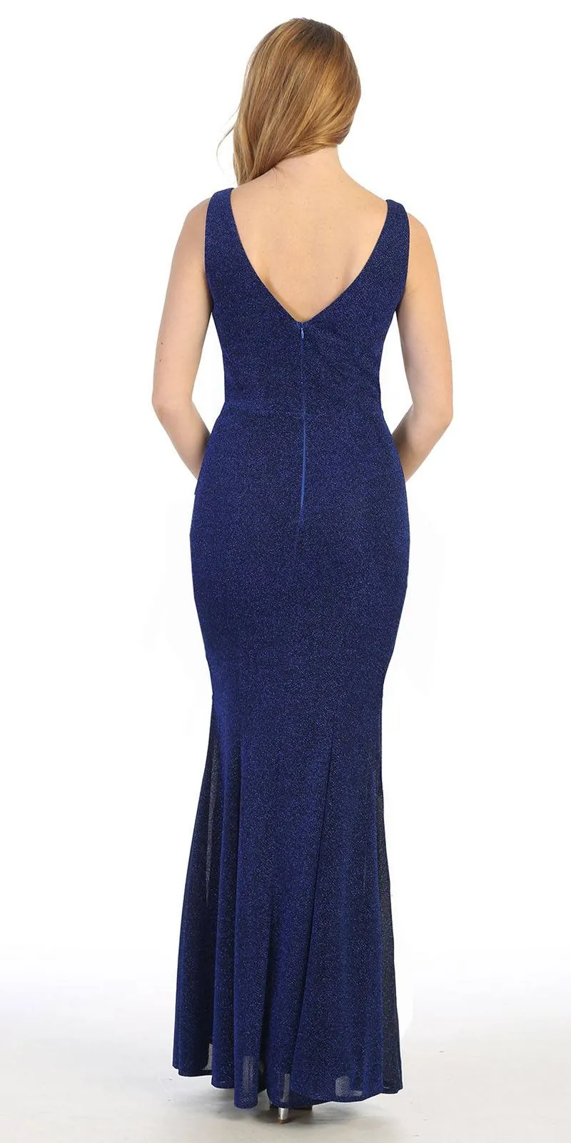 Celavie 6483-L V-Neck Sleeveless Mermaid Long Dress