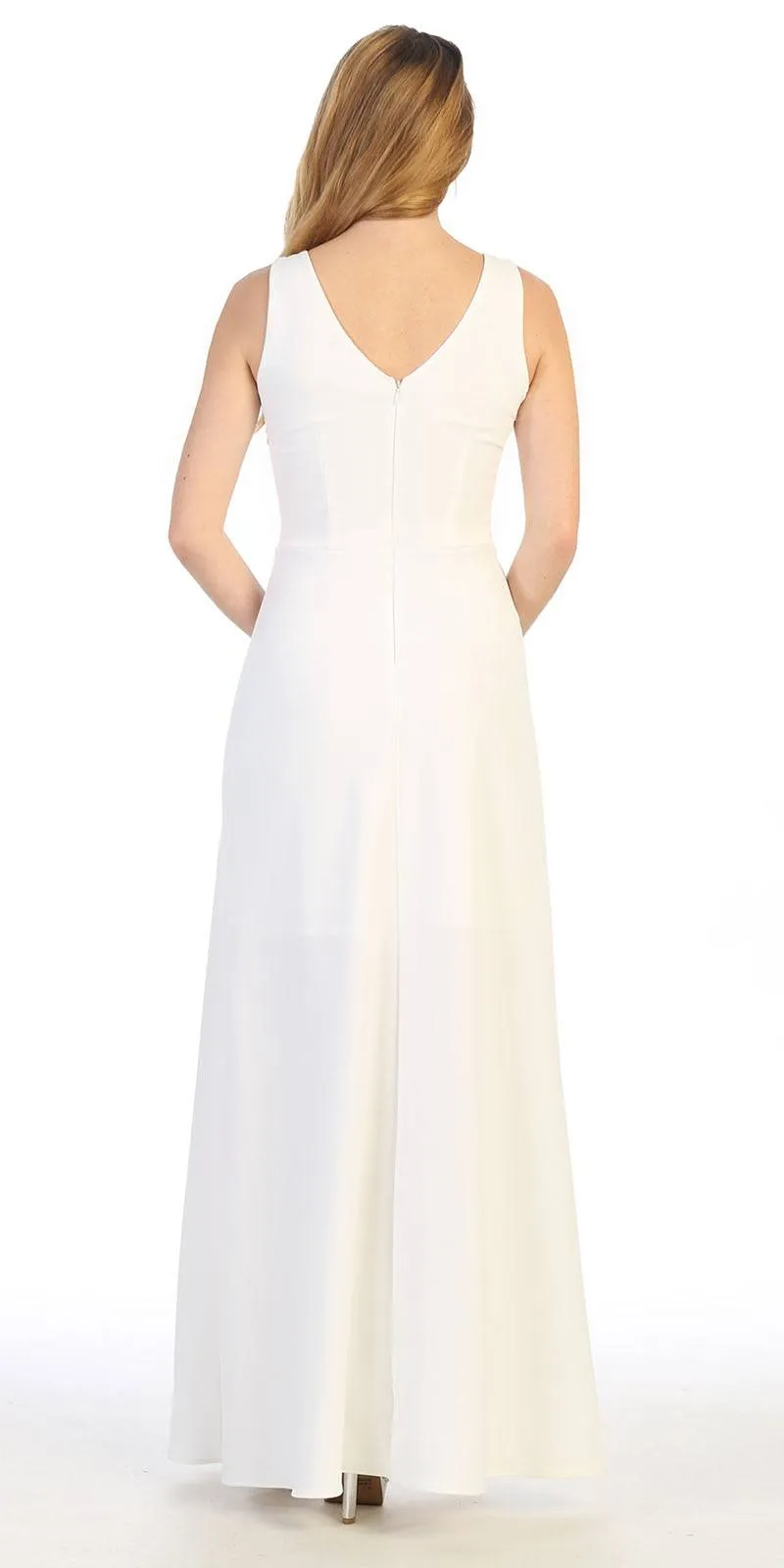 Celavie 6493L Sleeveless V-Neck and Back Long Dress