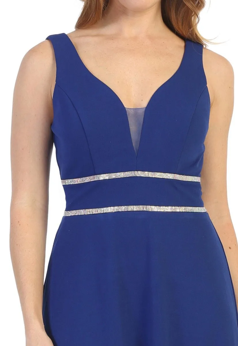 Celavie 6493L Sleeveless V-Neck and Back Long Dress