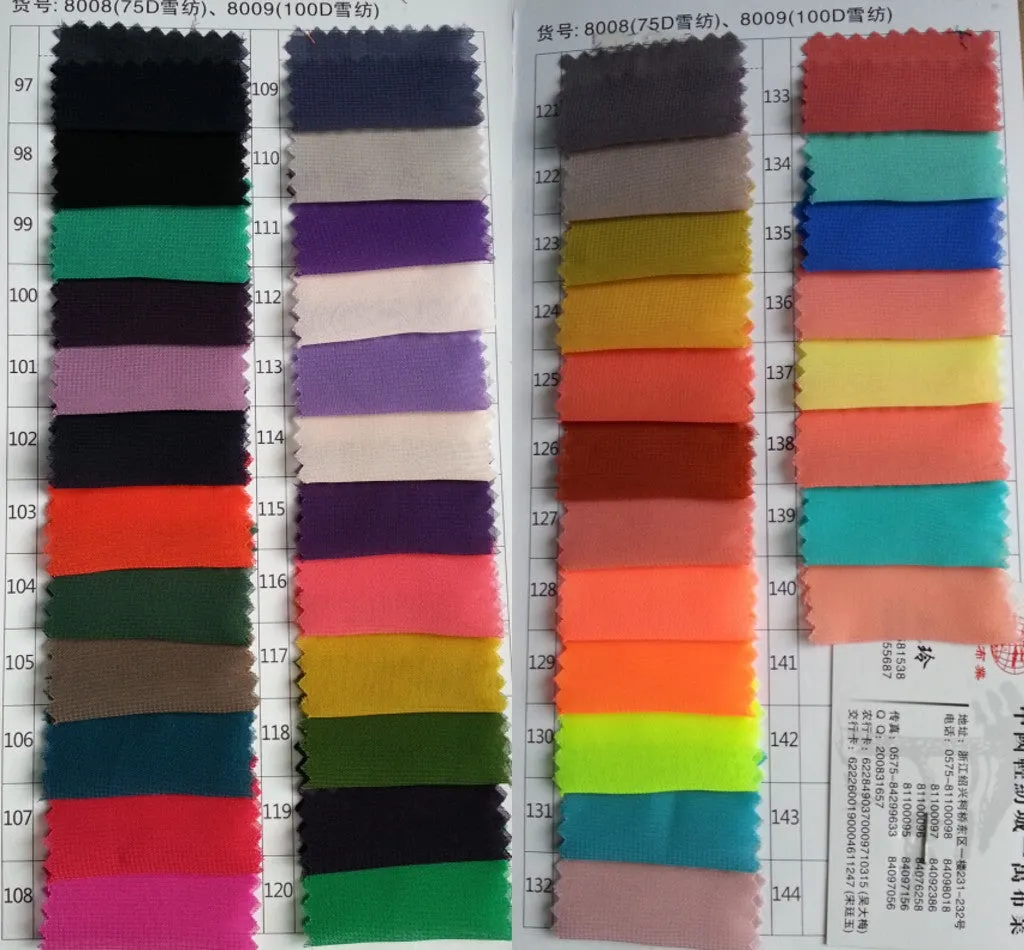Chiffon Color Chart--100D