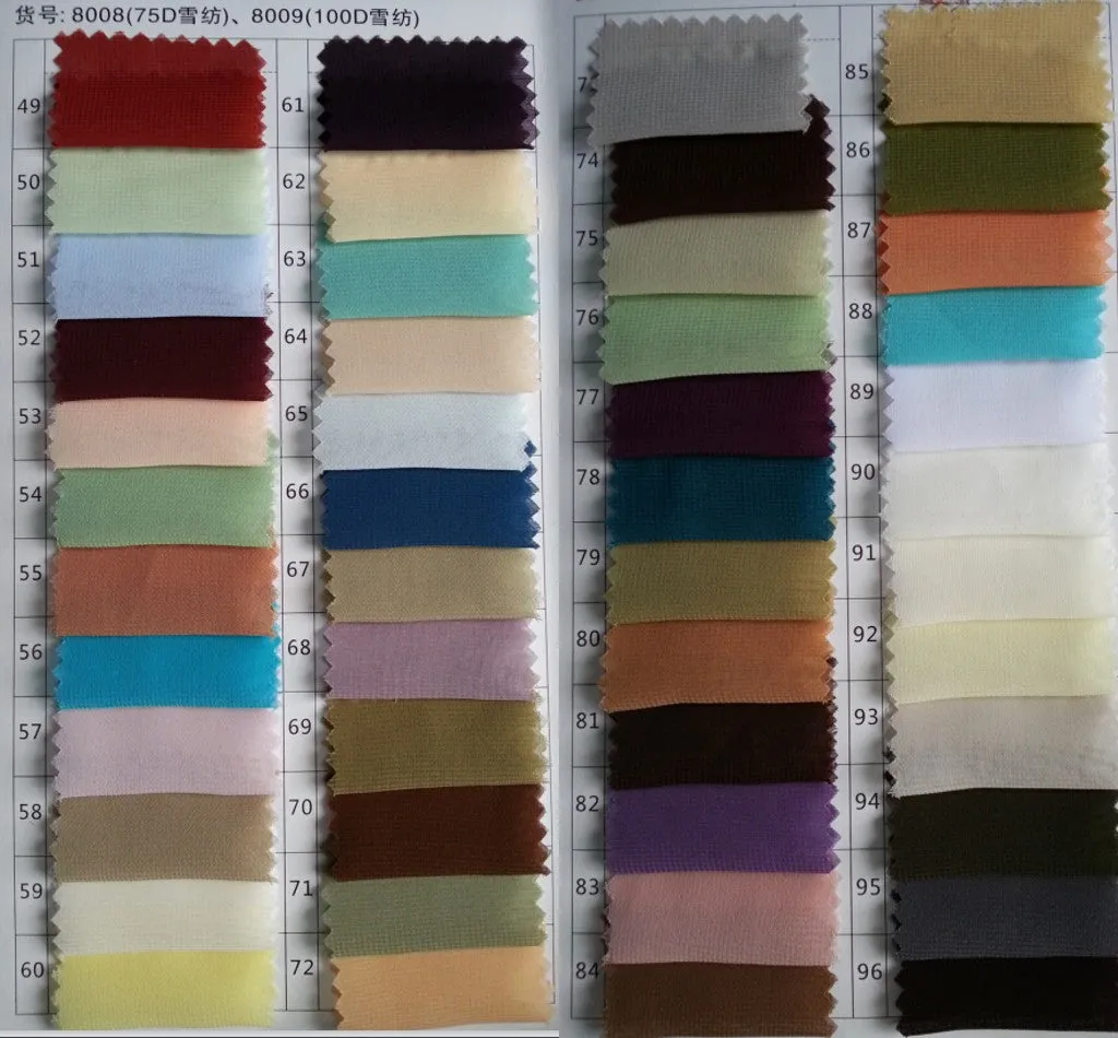 Chiffon Color Chart--100D