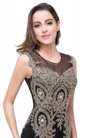 Chiffon Mermaid Dress with Appliques