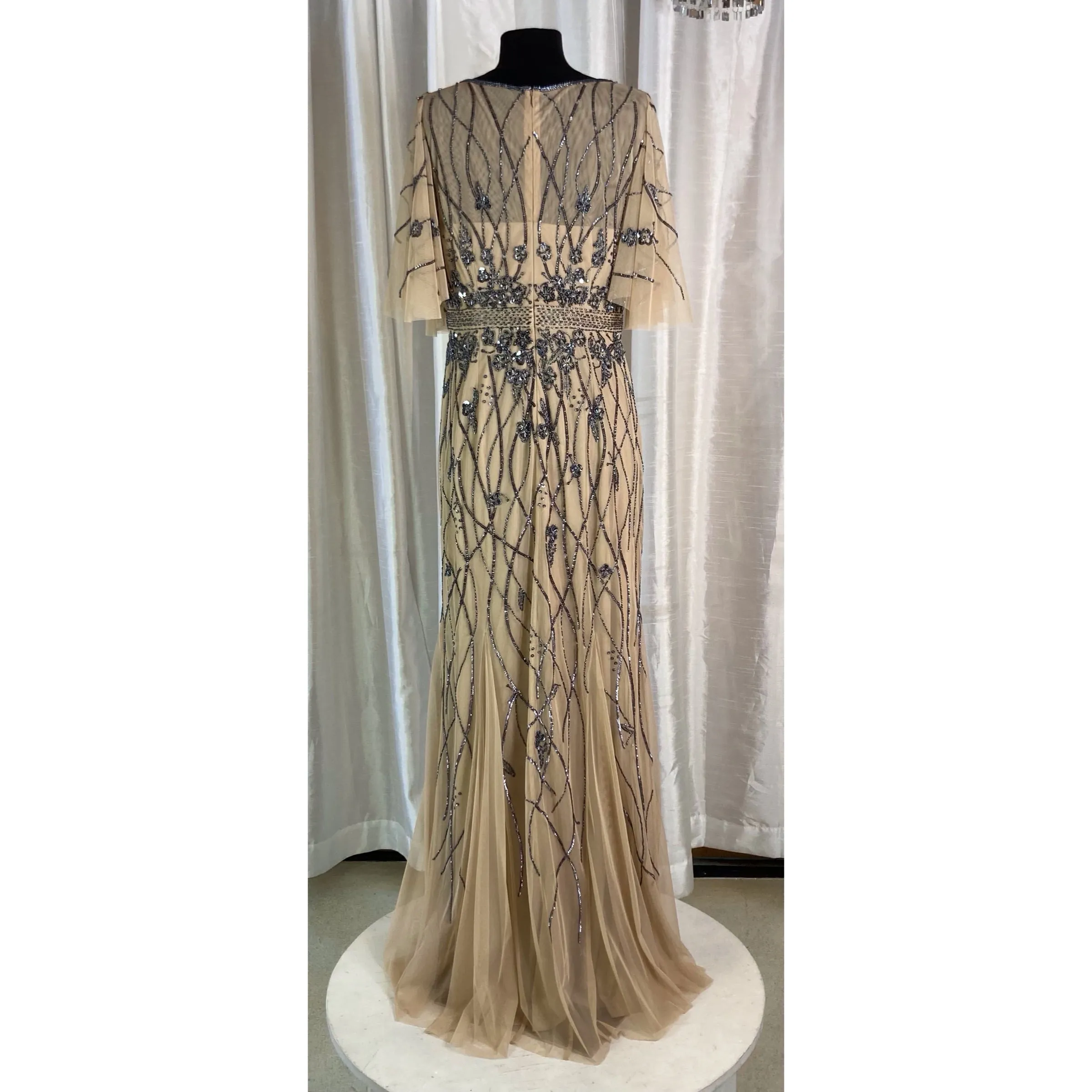 CHRISTINA WU Style 17006 Long Gown Champagne/Gunmetal Size 10