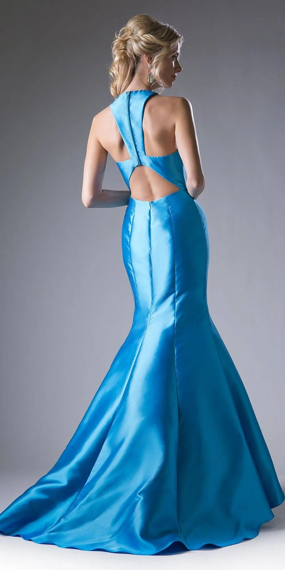Cinderella Divine 13038 Mermaid Satin Dress Halter V Neckline