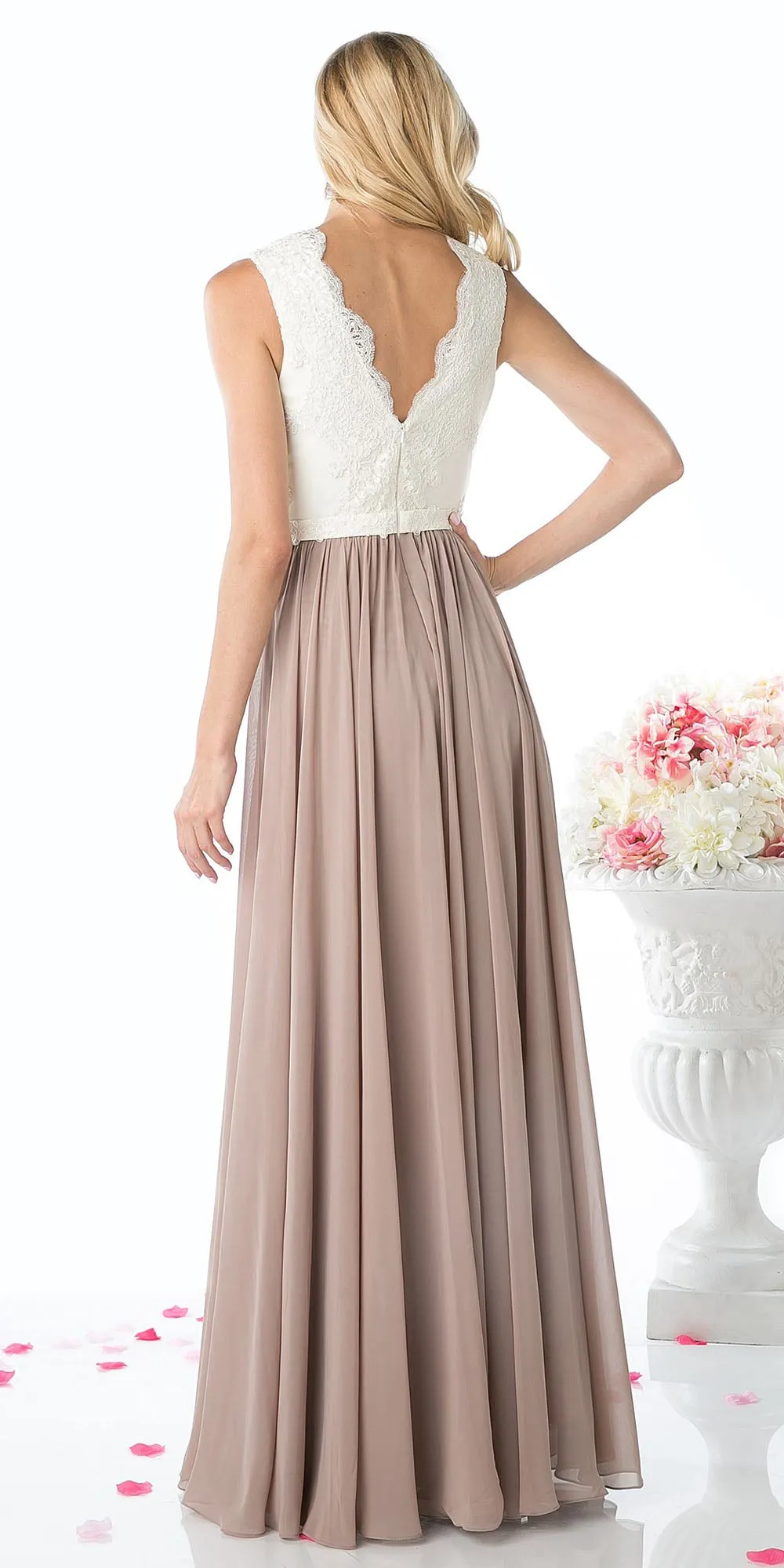 Cinderella Divine 1965 Sleeveless Dress V-Neck Embroidered Bodice