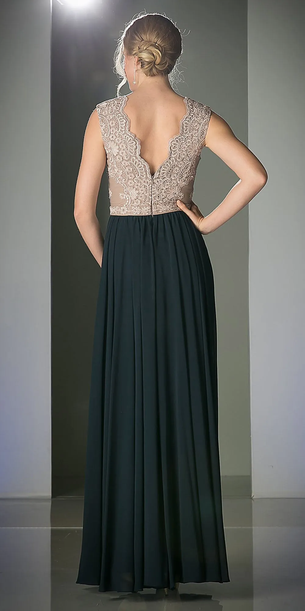 Cinderella Divine 1965 Sleeveless Dress V-Neck Embroidered Bodice