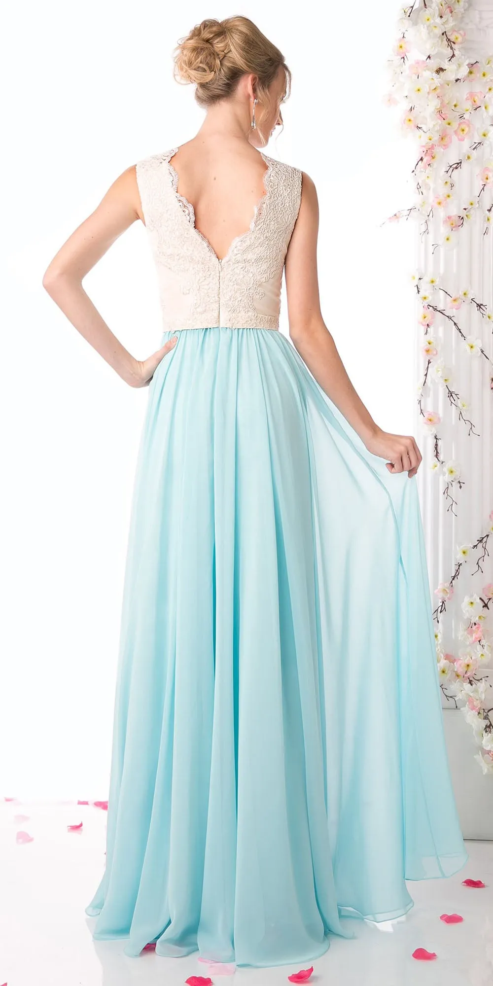 Cinderella Divine 1965 Sleeveless Dress V-Neck Embroidered Bodice