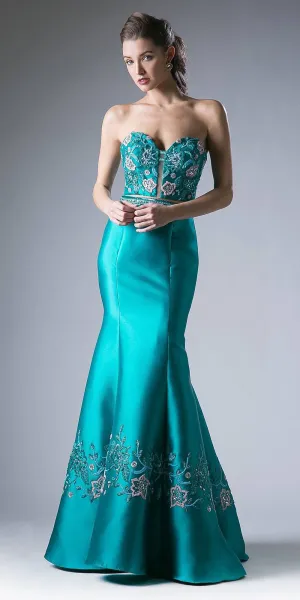 Cinderella Divine 62211 Bead Embroidered Two-Piece Gown Strapless