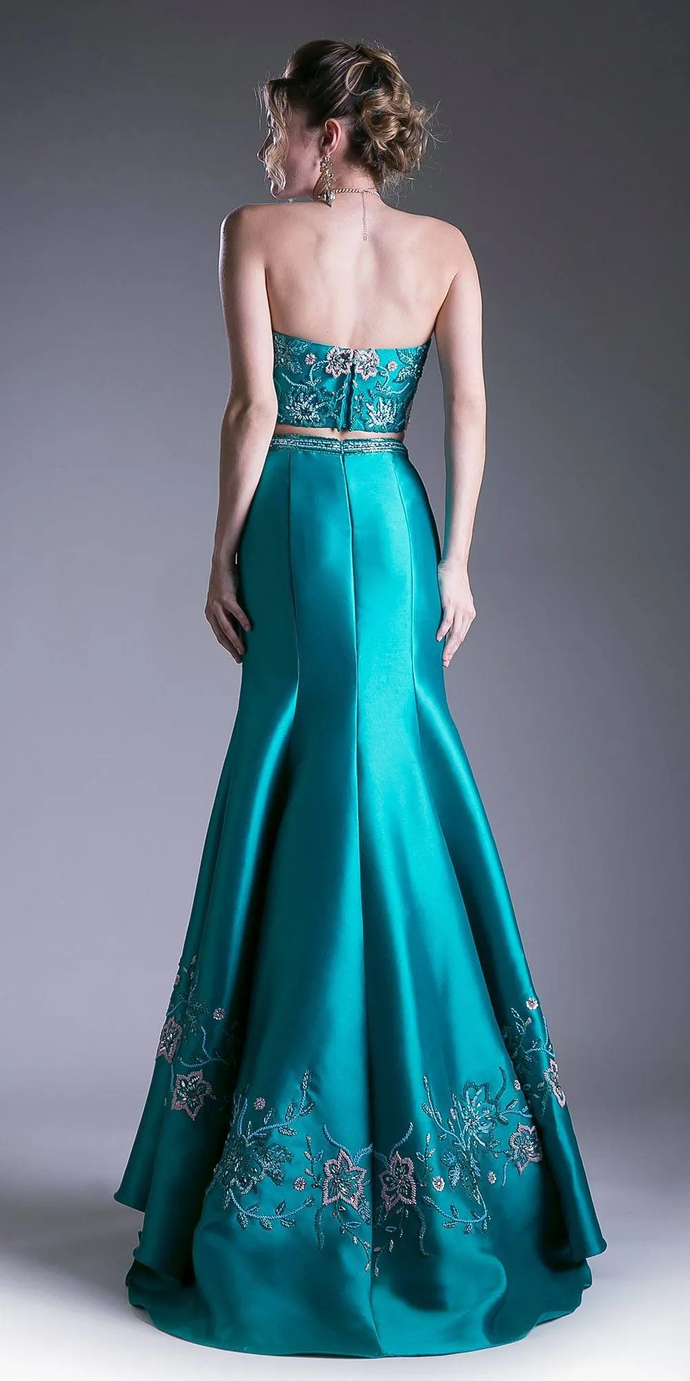 Cinderella Divine 62211 Bead Embroidered Two-Piece Gown Strapless