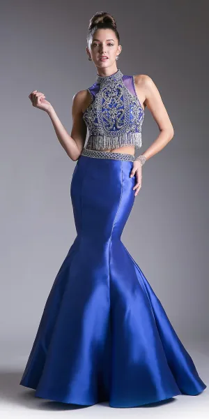 Cinderella Divine 84016 Beaded Bodice 2 Piece Mermaid Gown T-Back