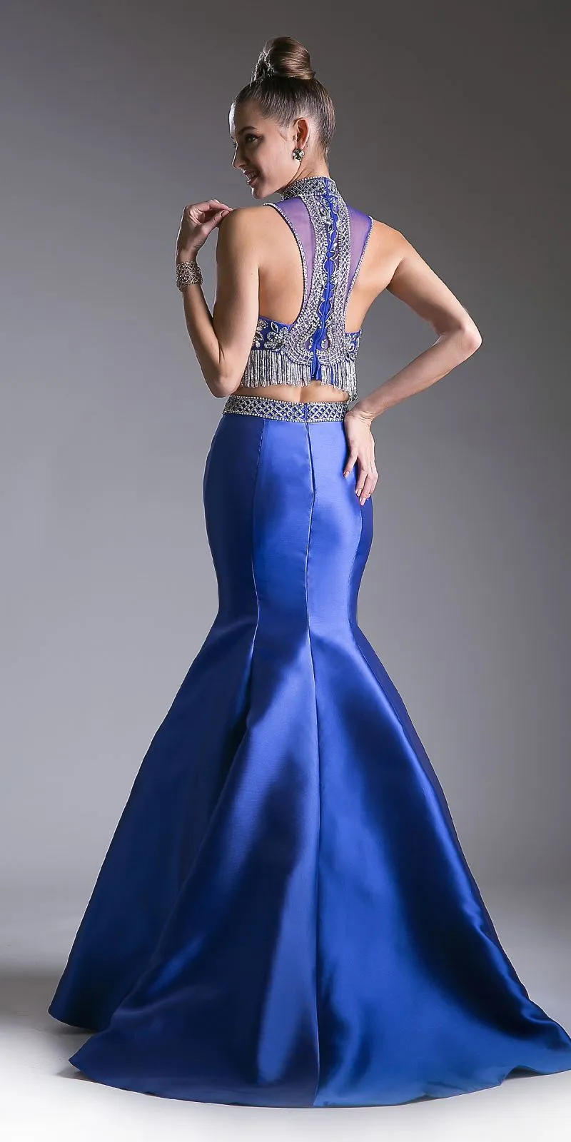 Cinderella Divine 84016 Beaded Bodice 2 Piece Mermaid Gown T-Back