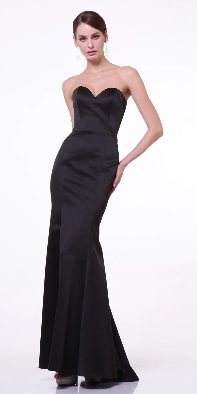 Cinderella Divine 8792 Strapless Sweetheart Neckline Mermaid Satin Gown