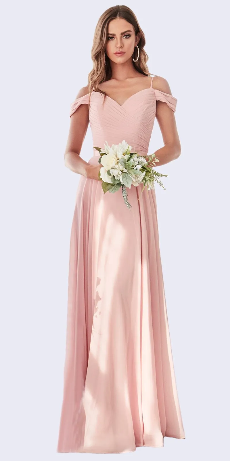 Cinderella Divine CD0156 Long Off The Shoulder Chiffon Gown Corset Back