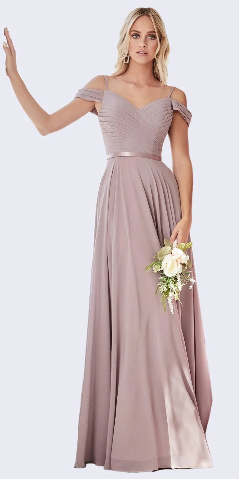 Cinderella Divine CD0156 Long Off The Shoulder Chiffon Gown Corset Back