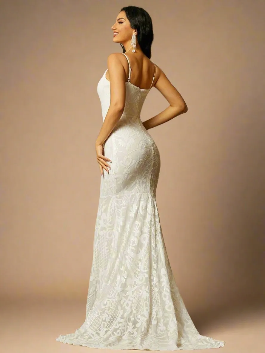 Cinnamon sequin patterned wedding gown Express NZ wide