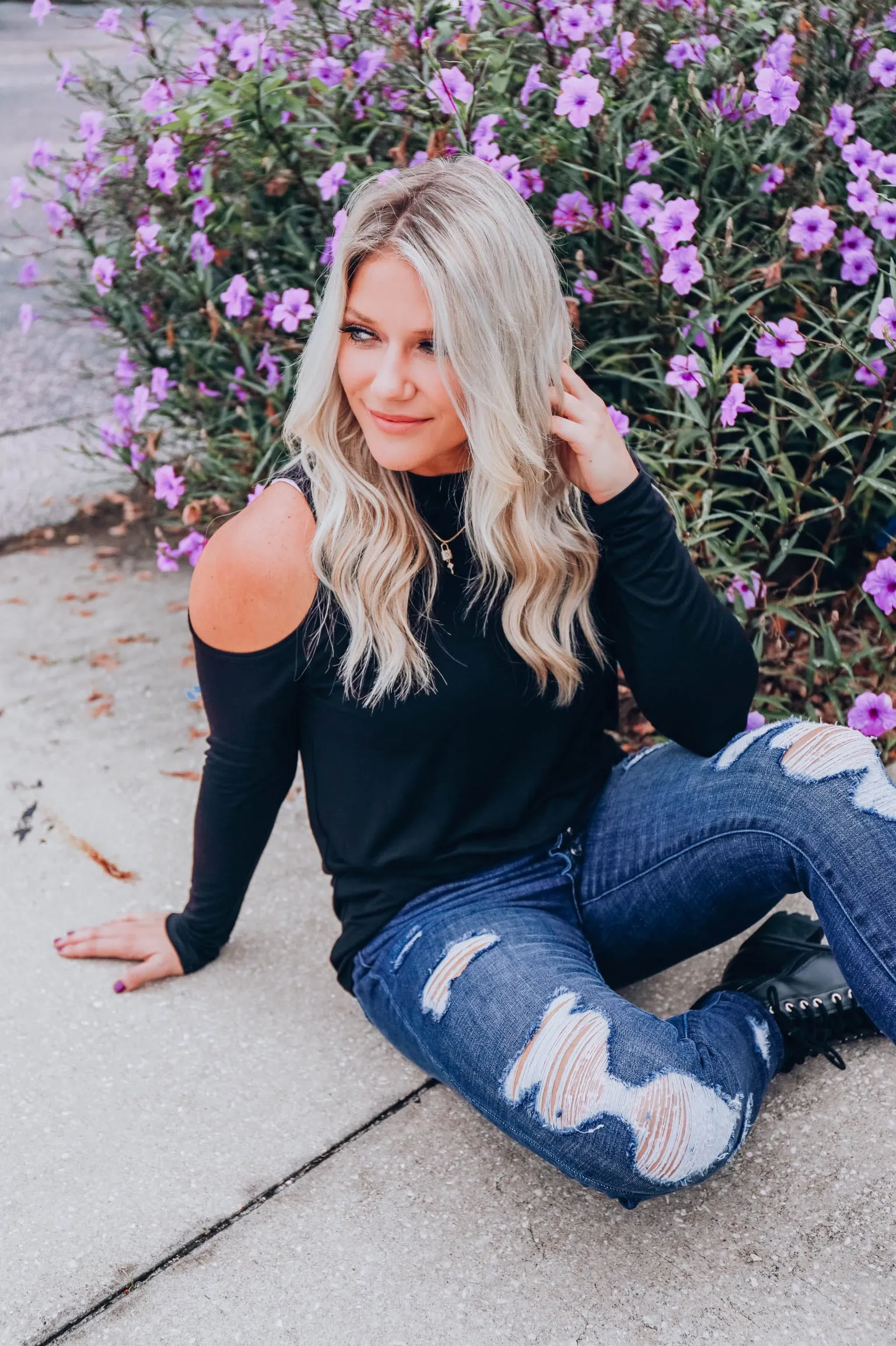 Classic Cold Shoulder Top S-3X - Black