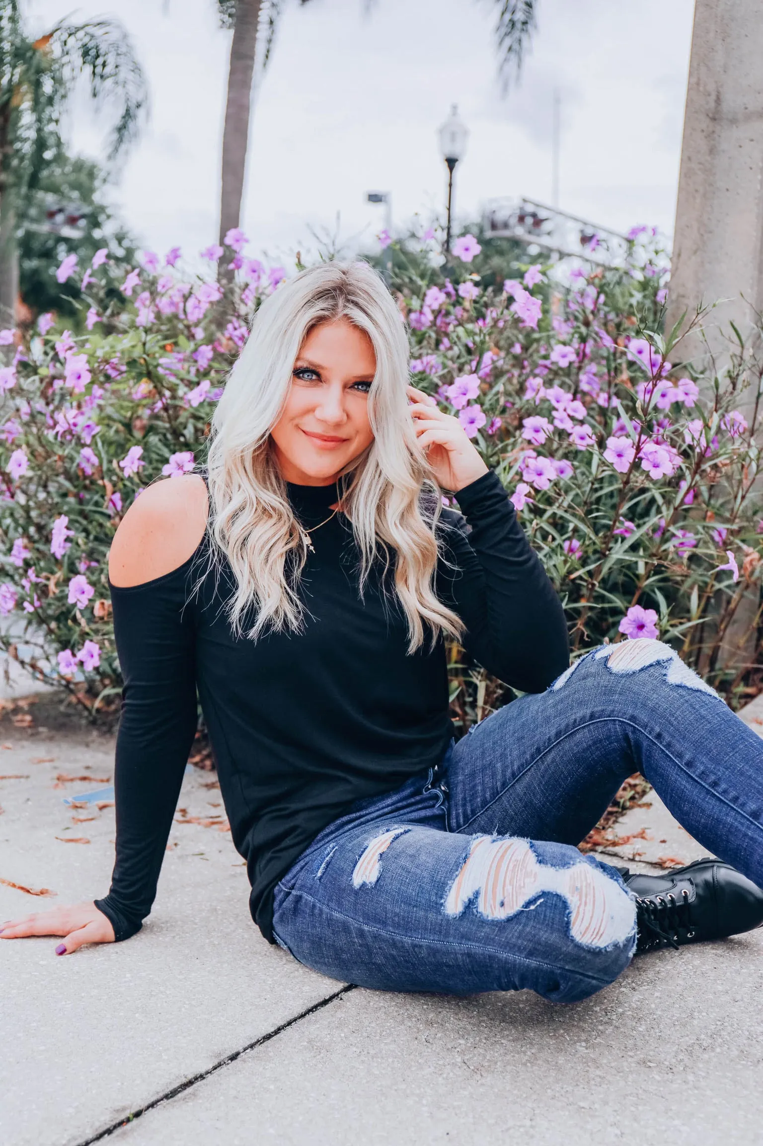 Classic Cold Shoulder Top S-3X - Black