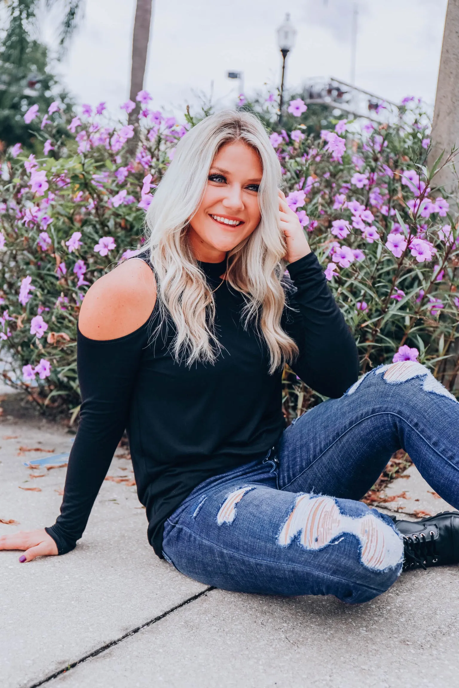 Classic Cold Shoulder Top S-3X - Black