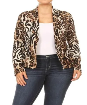 Classy Animal Print Blazer (Plus)