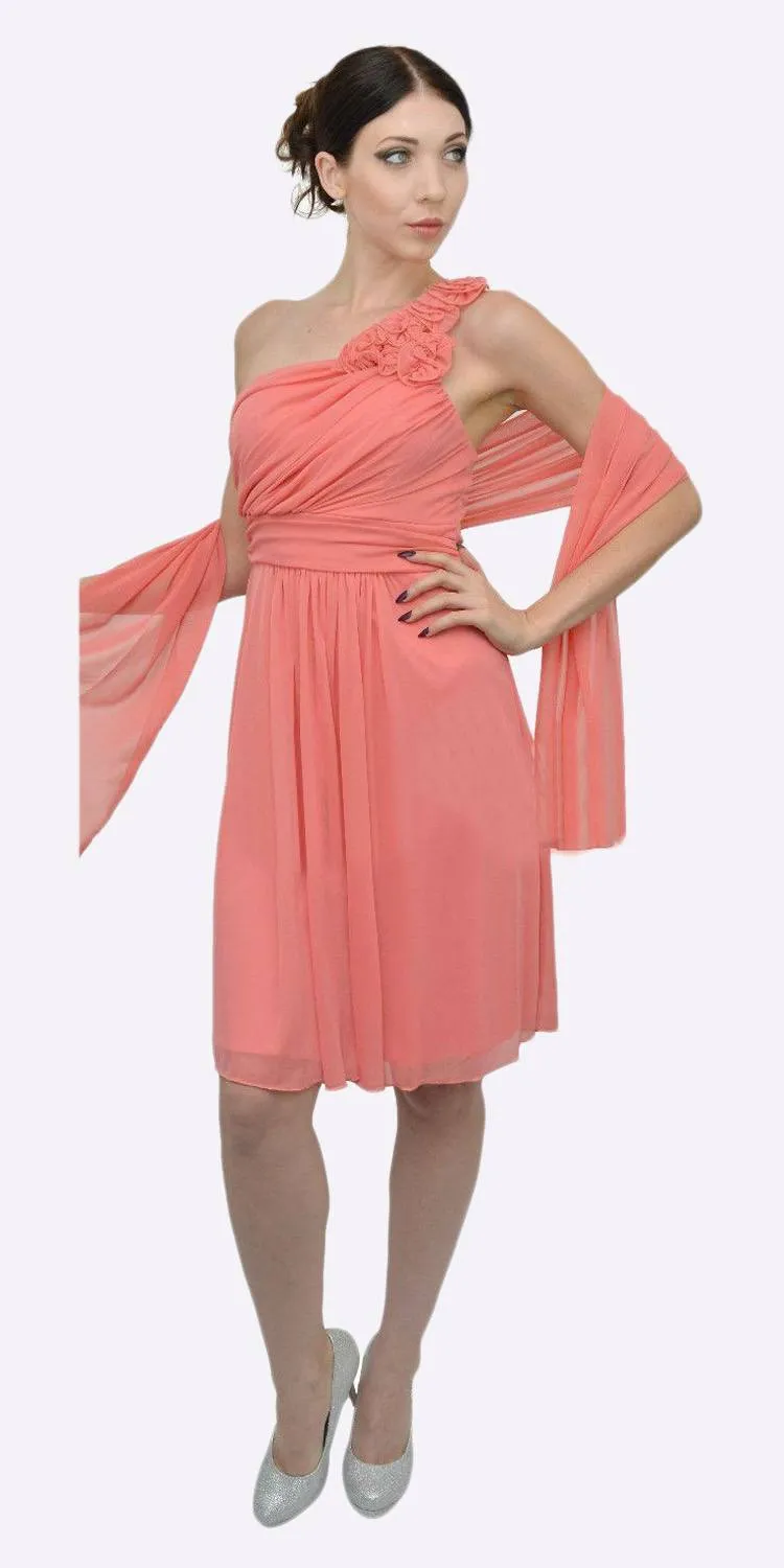 CLEARANCE - Cinderella Divine 3909 One Shoulder Chiffon Dress (Size 2XL)