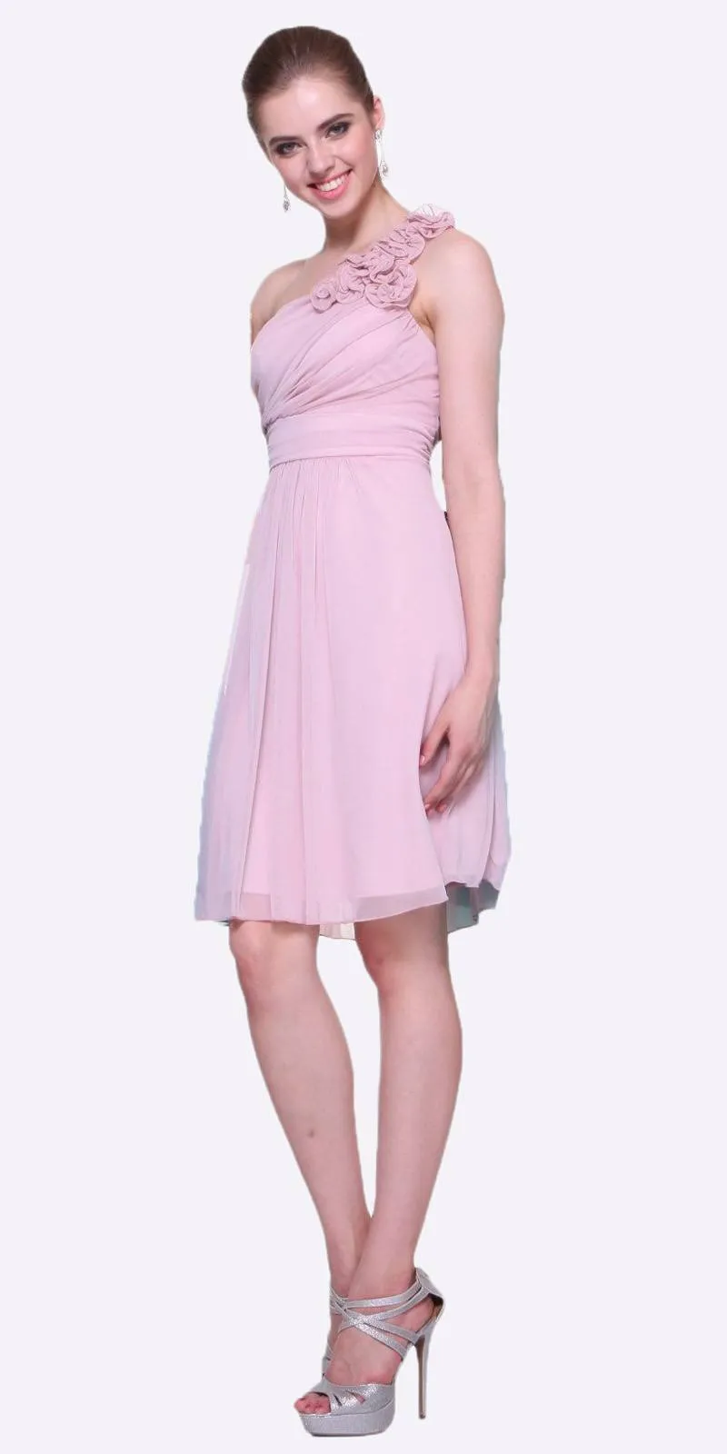 CLEARANCE - Cinderella Divine 3909 One Shoulder Chiffon Dress (Size 2XL)