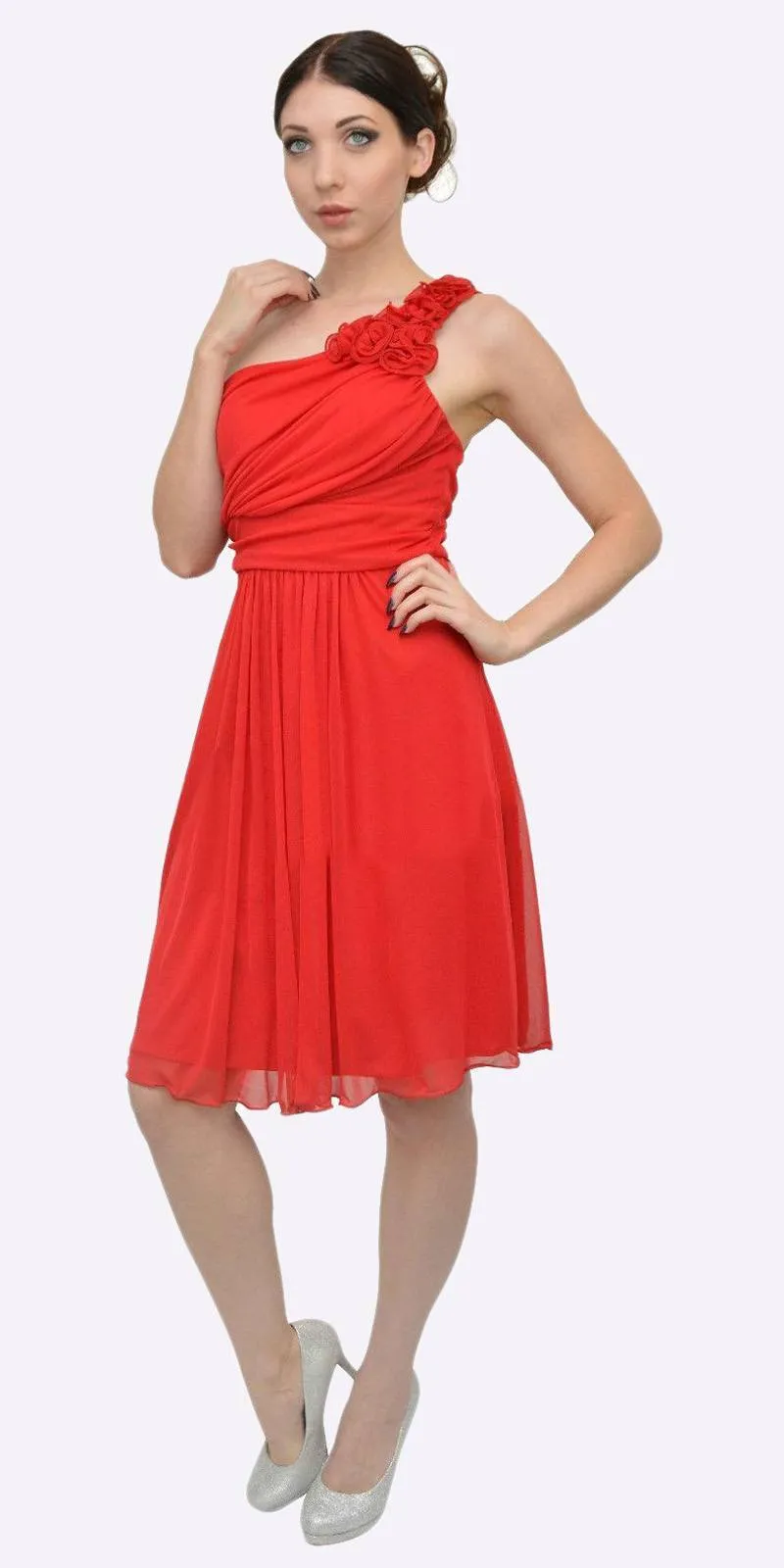 CLEARANCE - Cinderella Divine 3909 One Shoulder Chiffon Dress (Size 2XL)