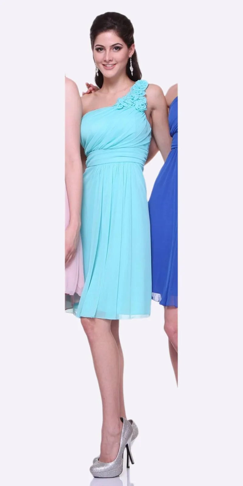 CLEARANCE - Cinderella Divine 3909 One Shoulder Chiffon Dress (Size 2XL)