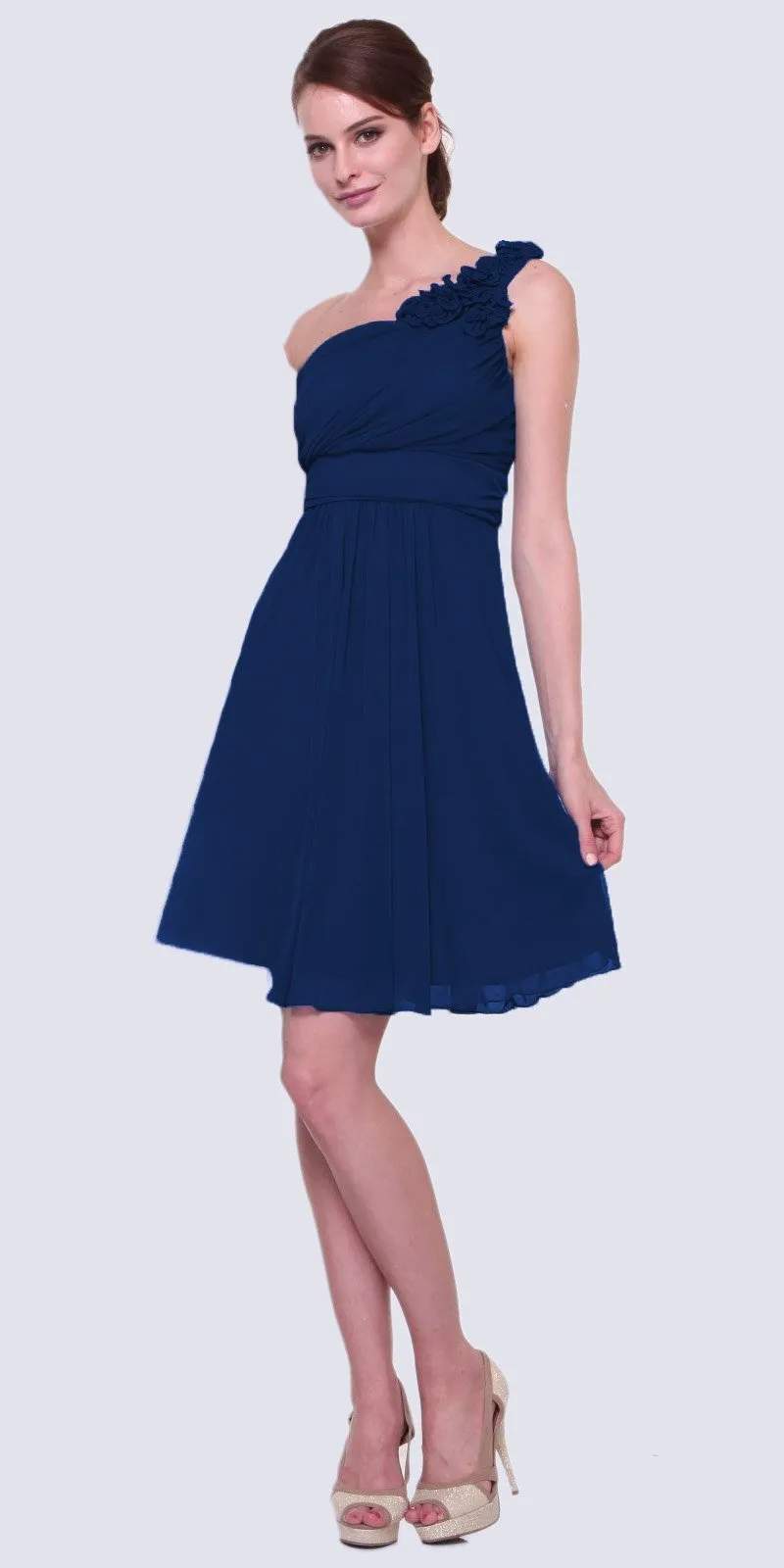 CLEARANCE - Cinderella Divine 3909 One Shoulder Chiffon Dress (Size 2XL)