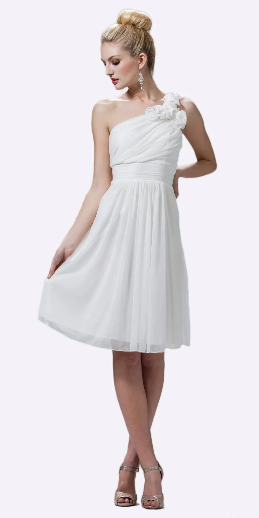 CLEARANCE - Cinderella Divine 3909 One Shoulder Chiffon Dress (Size 2XL)
