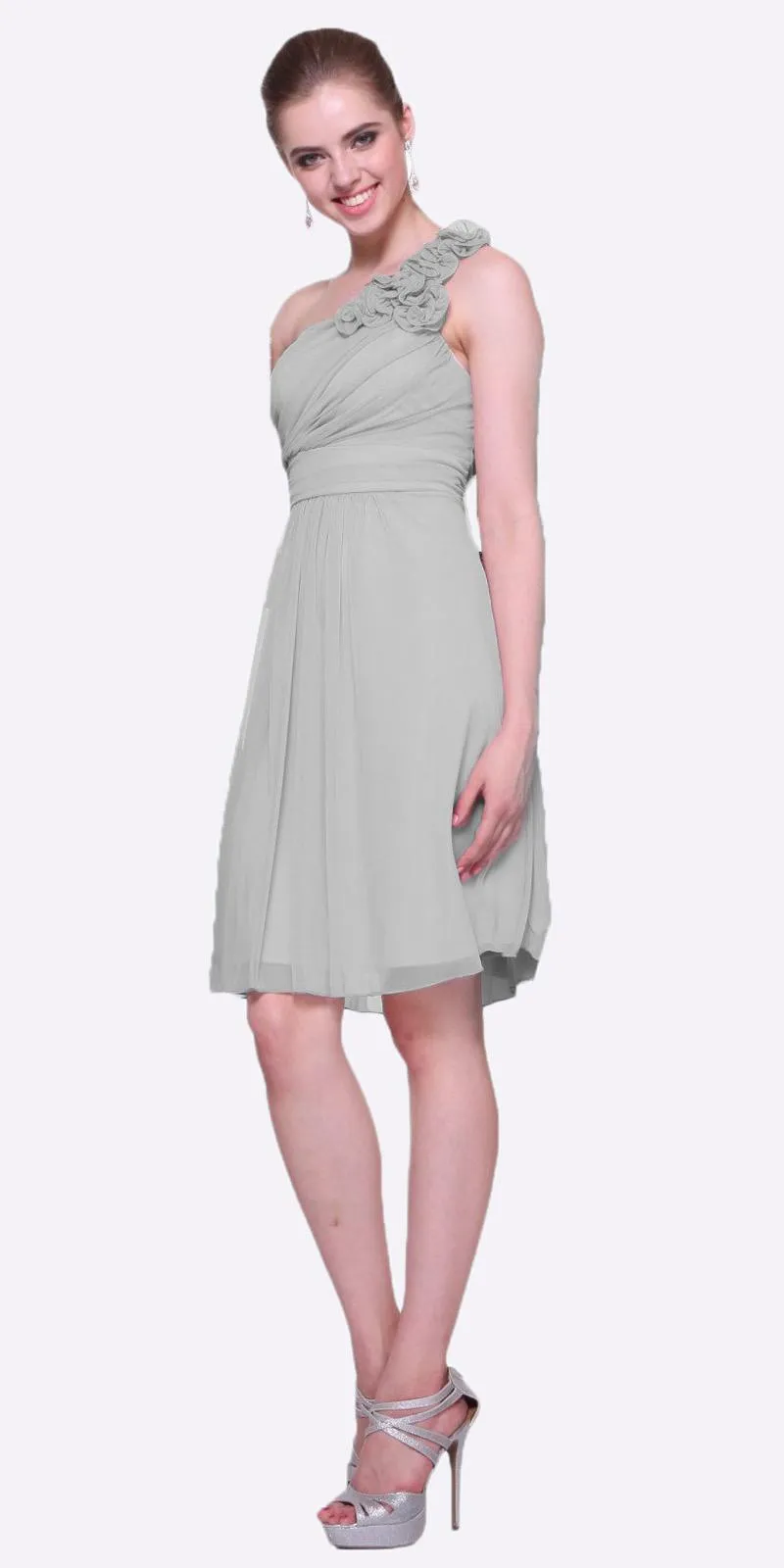 CLEARANCE - Cinderella Divine 3909 One Shoulder Chiffon Dress (Size 2XL)
