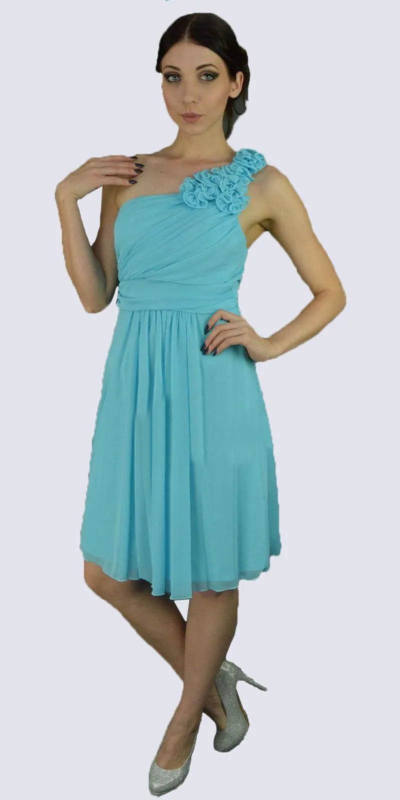CLEARANCE - Cinderella Divine 3909 One Shoulder Chiffon Dress (Size 2XL)